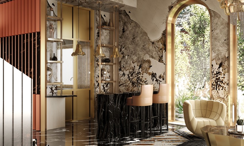 Casa lujuosa en Hong-Kong: Sala de estar y comedor poderosas del Ático