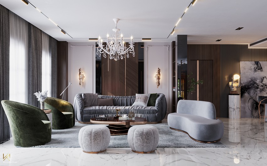 Sala de estar clásica, moderna, lujuosa y opulente en Riad