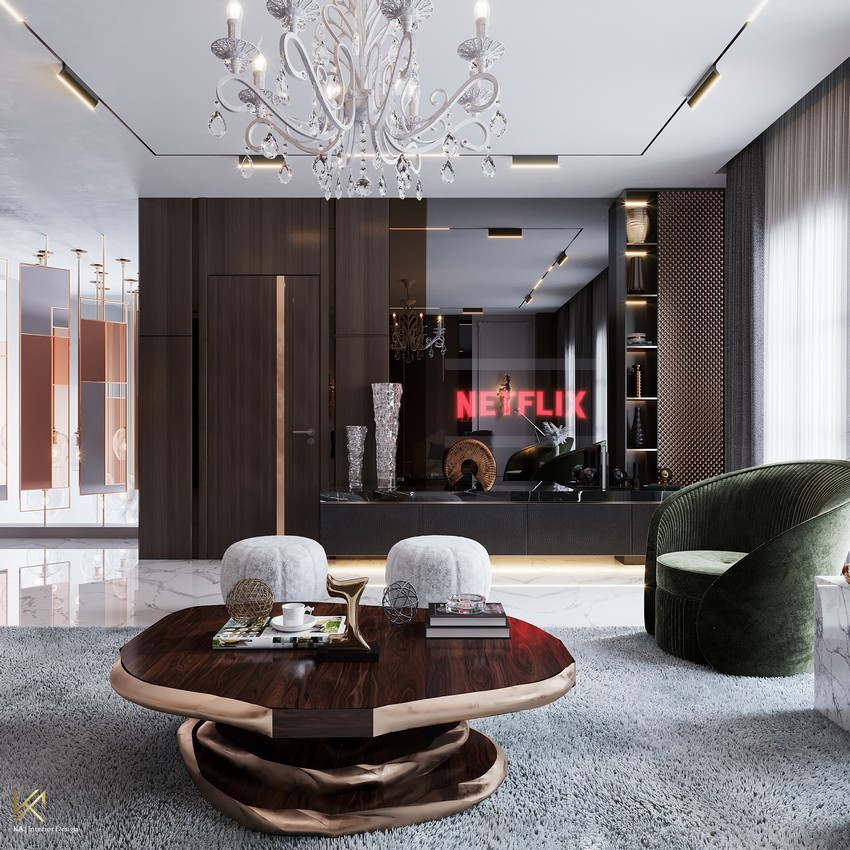 Sala de estar clásica, moderna, lujuosa y opulente en Riad